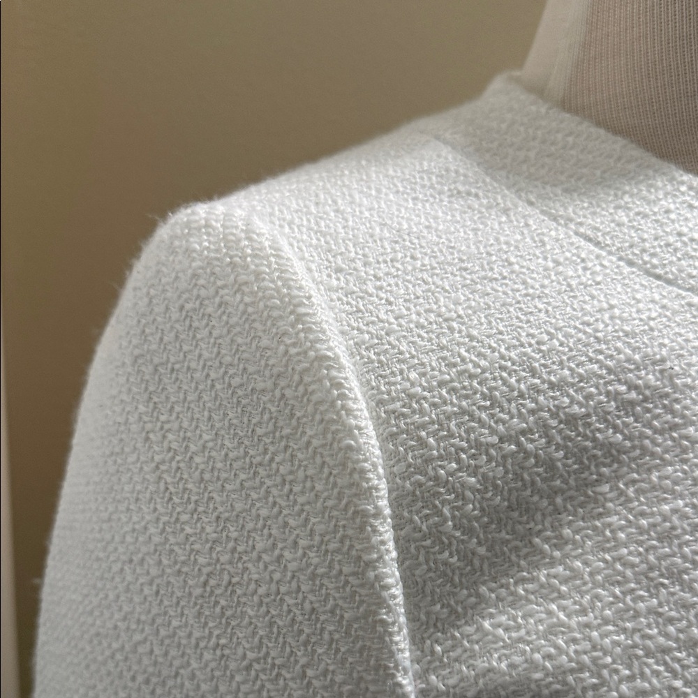 NWT J Crew Cropped Ivory Tweed Button-Front Jacket - Picture 4 of 8